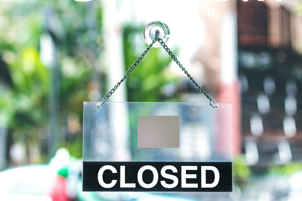 Closed restaurant