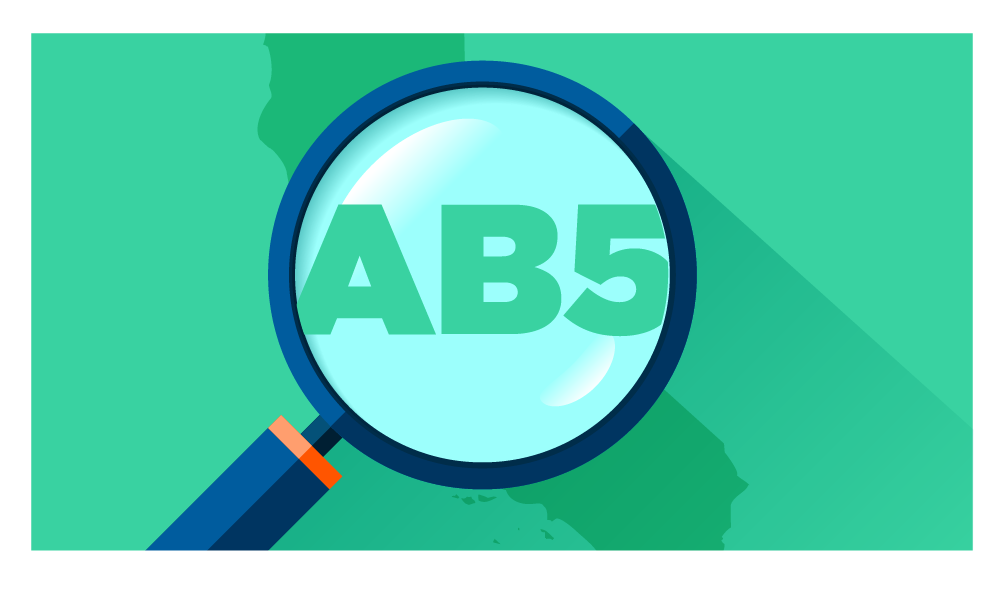 An illustrated magnifying glass is hovering over the words AB5