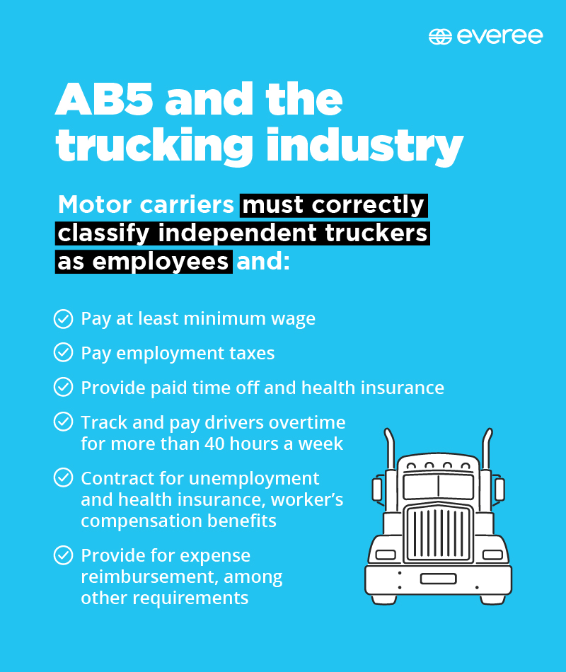 With California's AB5 in effect, trucking companies and motor carriers need to reclassify drivers as employees and offer certain protections.